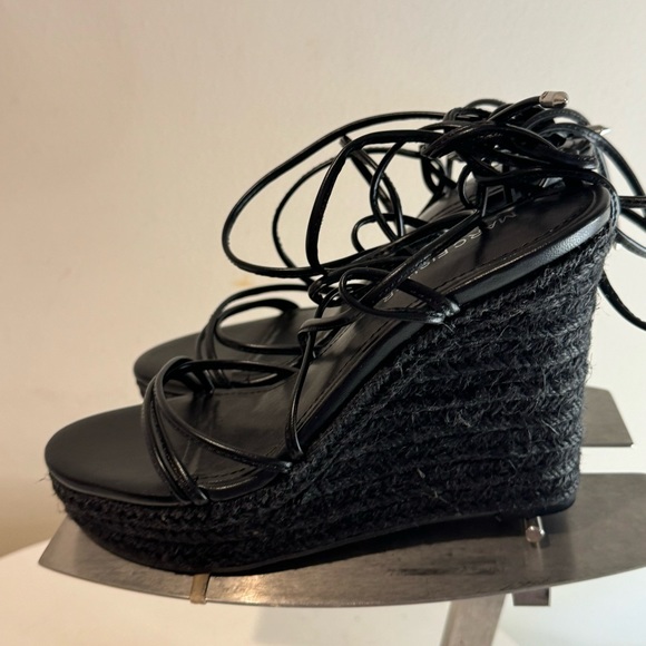 MARC FISHER Kyle Black 4.5" Heel Wedge Platform Espadrille Sandals Size 5 - Picture 7 of 11